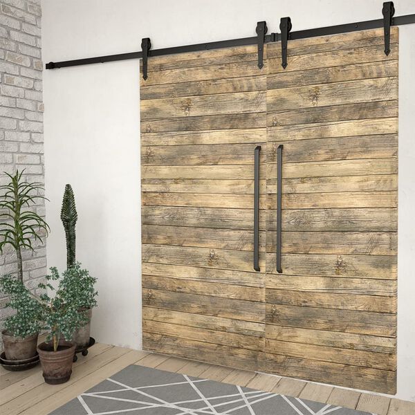 vidaXL Kits de fixation pour porte coulissante 2 pcs 200 cm Acier Noir