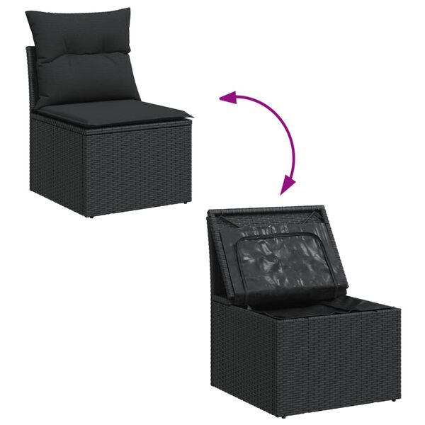 vidaXL Salon de jardin 11 pcs avec coussins noir r&eacute;sine tress&eacute;e