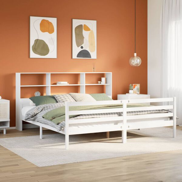 vidaXL Lit biblioth&egrave;que sans matelas blanc 180x200 cm bois pin massif