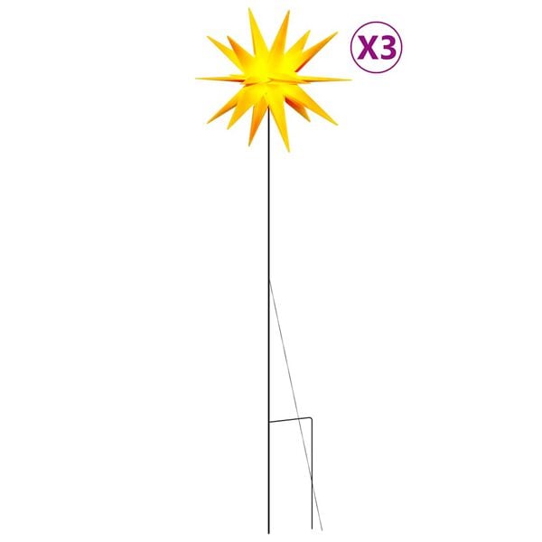 vidaXL Lumières de Noël avec piquets 3 pcs LED pliable jaune 57 cm