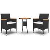 vidaXL Ensemble &agrave; manger de jardin 3 pcs R&eacute;sine tress&eacute;e Noir