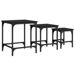 vidaXL Tables basses gigognes 3 pcs noir bois d'ing&eacute;nierie