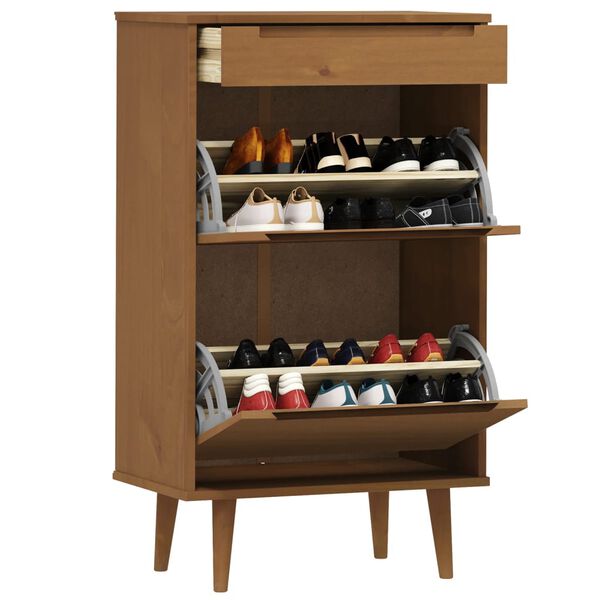 vidaXL Armoire &agrave; chaussures MOLDE Marron 59,5x35x103 cm Bois de pin