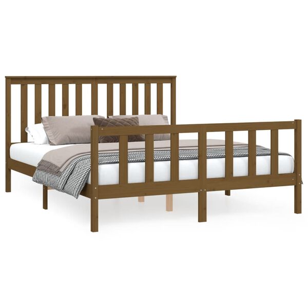 vidaXL Cadre de lit sans matelas marron miel 160x200cm bois pin massif