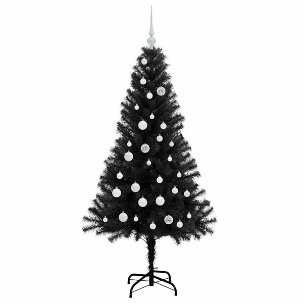 vidaXL Sapin de No&euml;l avec 150 LED avec support Noir 150 cm PVC