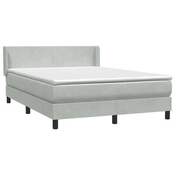 vidaXL Sommier &agrave; lattes de lit et matelas gris clair 140x210cm velours