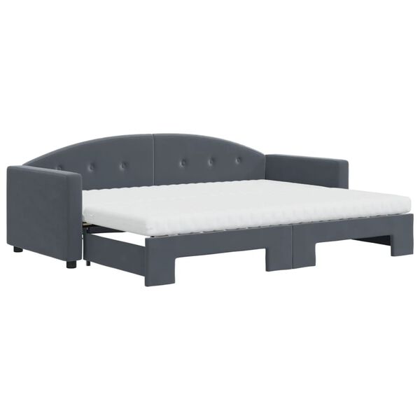 vidaXL Lit de jour avec gigogne et matelas gris foncé 80x200cm velours