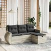 vidaXL Salon de jardin 4 pcs avec coussins gris clair r&eacute;sine tress&eacute;e