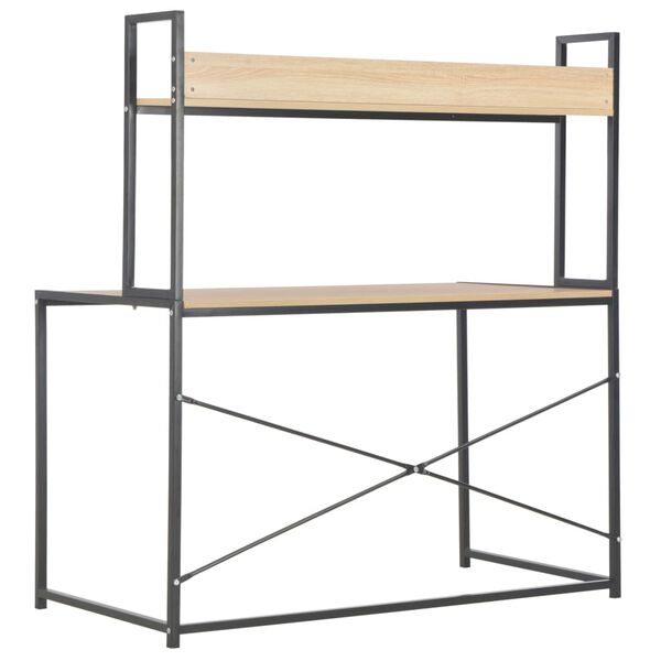 vidaXL Bureau d'ordinateur Noir et chêne 120 x 60 x 138 cm