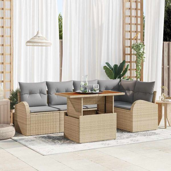 vidaXL Ensemble de canap&eacute; de jardin 6 pcs beige et gris clair