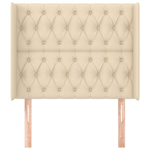 vidaXL T&ecirc;te de lit avec oreilles Cr&egrave;me 93x16x118/128 cm Tissu