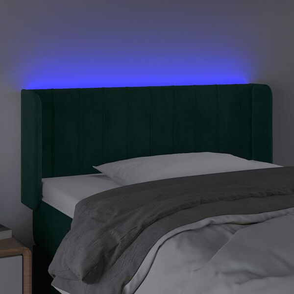 vidaXL T&ecirc;te de lit &agrave; LED Vert fonc&eacute; 83x16x78/88 cm Velours