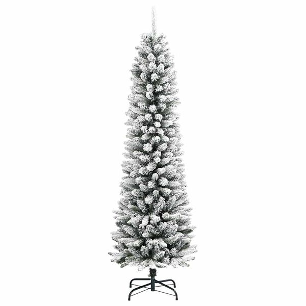 vidaXL Sapin de No&euml;l artificiel Blanc 210 cm PVC, m&eacute;tal et plastique