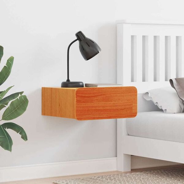 vidaXL Table de chevet avec tiroir 2 pcs Brun cire 39 x 34 x 16,5 cm