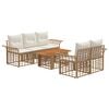 vidaXL Ensemble de canap&eacute; de jardin 6 pc Blanc Naturel et Cr&egrave;me