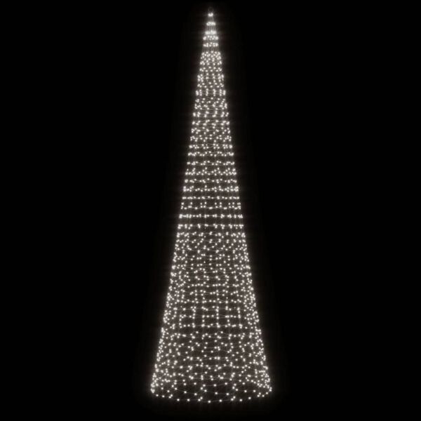 vidaXL Sapin de No&euml;l &agrave; LED sur m&acirc;t de drapeau 1534 LED blanc 500 cm