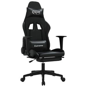 vidaXL Chaise de jeu avec repose-pied Noir Similicuir