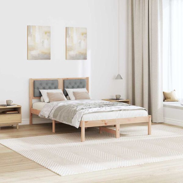 vidaXL Cadre de lit Gris clair 120 x 190 cm Pin massif