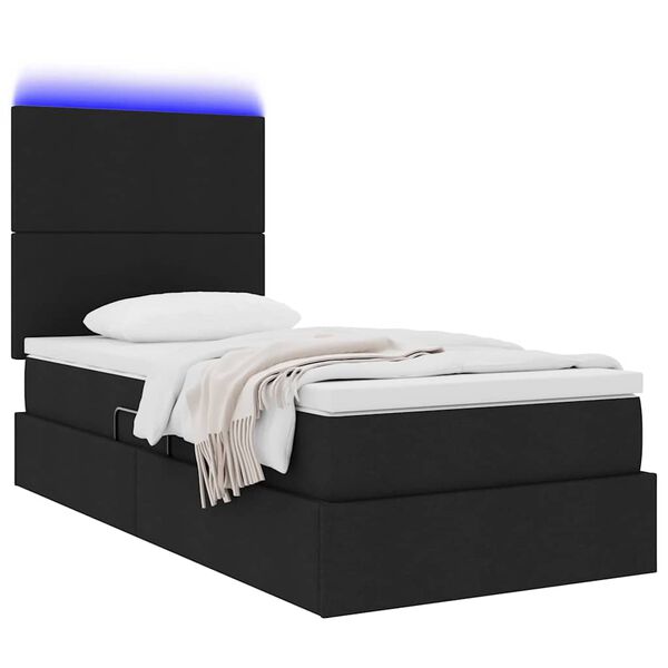 vidaXL Lit avec rangement et LED avec LED Noir 100 x 200 cm Polyester