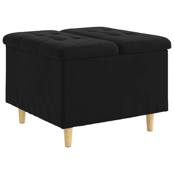 vidaXL Tabouret bouton avec coussin Noir 60 x 60 x 45 cm Velours