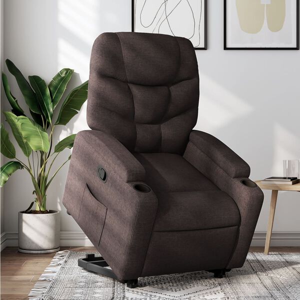 vidaXL Fauteuil inclinable marron fonc&eacute; tissu