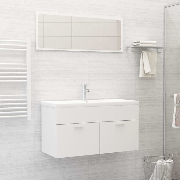 vidaXL Ensemble de meubles de salle de bain 2pcs blanc bois ingénierie