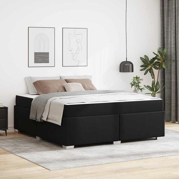vidaXL Cadre de lit avec matelas Noir 180 x 200 cm tissu