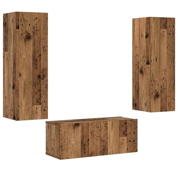 vidaXL Meubles TV muraux 3 pcs vieux bois bois d'ing&eacute;nierie