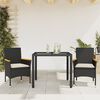 vidaXL Ensemble &agrave; manger de jardin et coussins 3 pcs noir rotin verre