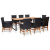 vidaXL Mobilier d'ext&eacute;rieur 9 pcs r&eacute;sine tress&eacute;e et bois d'acacia noir