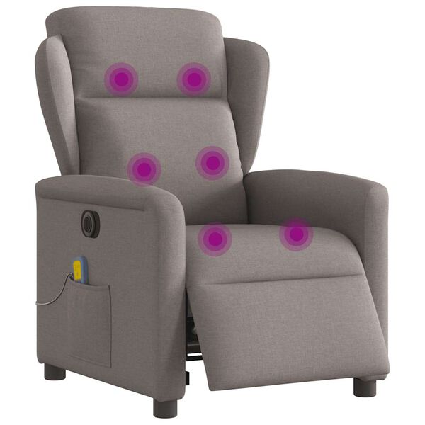 vidaXL Fauteuil de massage inclinable électrique Taupe Tissu