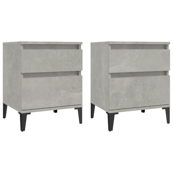 vidaXL Tables de chevet 2 pcs Gris béton 40x35x50 cm