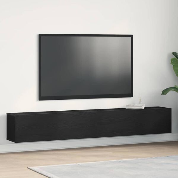 vidaXL Meuble TV 2 pcs Noir 100 x 30 x 30 cm Bois d'ingénierie