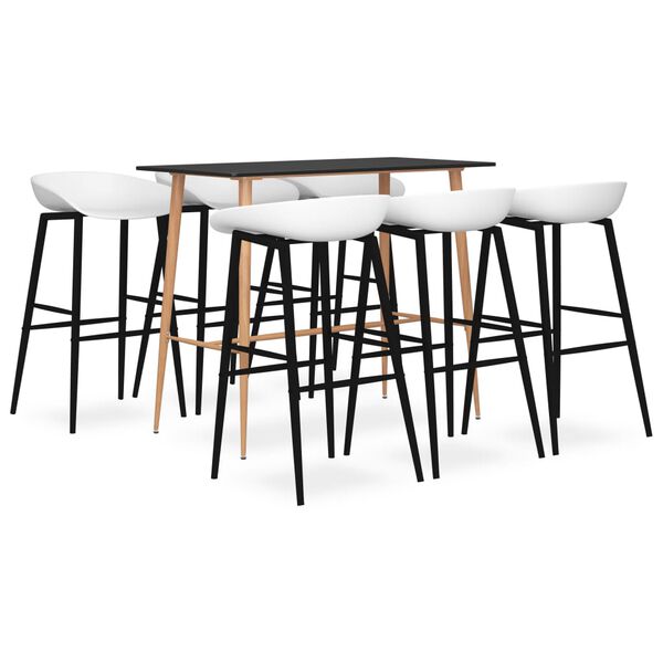 vidaXL Ensemble de bar 7 pcs Noir et blanc