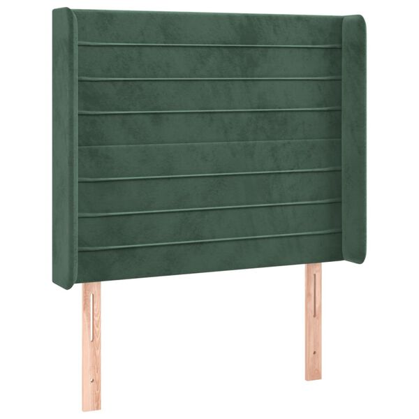 vidaXL T&ecirc;te de lit &agrave; LED Vert fonc&eacute; 93x16x118/128 cm Velours