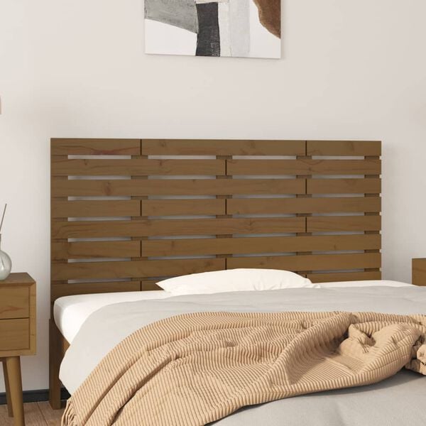 vidaXL T&ecirc;te de lit murale Marron miel 146x3x63 cm Bois massif de pin