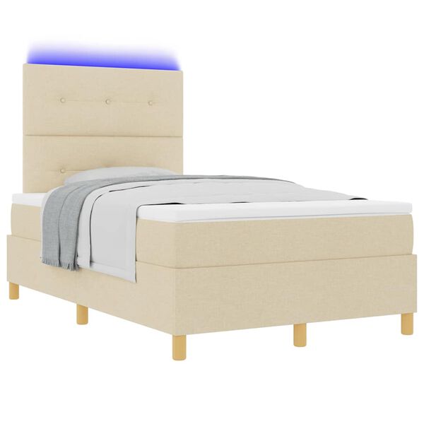 vidaXL Lit &agrave; ressorts avec matelas Cr&egrave;me 120 x 190 cm tissu