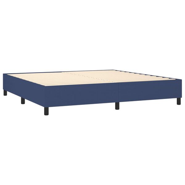 vidaXL Sommier &agrave; lattes de lit avec matelas Bleu 200x200 cm Tissu