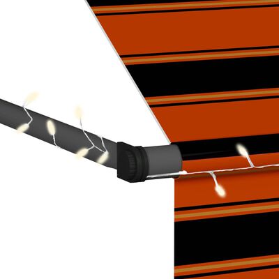 vidaXL Auvent manuel rétractable avec LED 400 cm Orange et marron