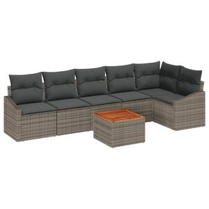 vidaXL Ensemble de canap&eacute; de jardin avec coussin 7 pcs Gris polyrotin