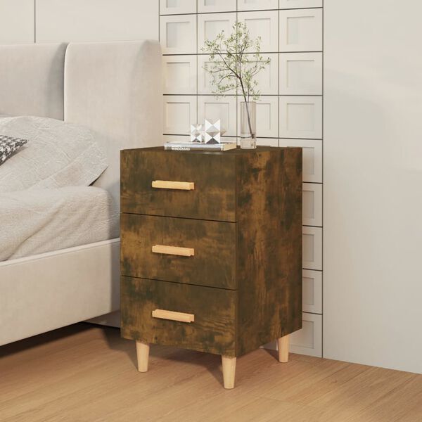 vidaXL Table de chevet ch&ecirc;ne fum&eacute; 40x40x66 cm bois d'ing&eacute;nierie