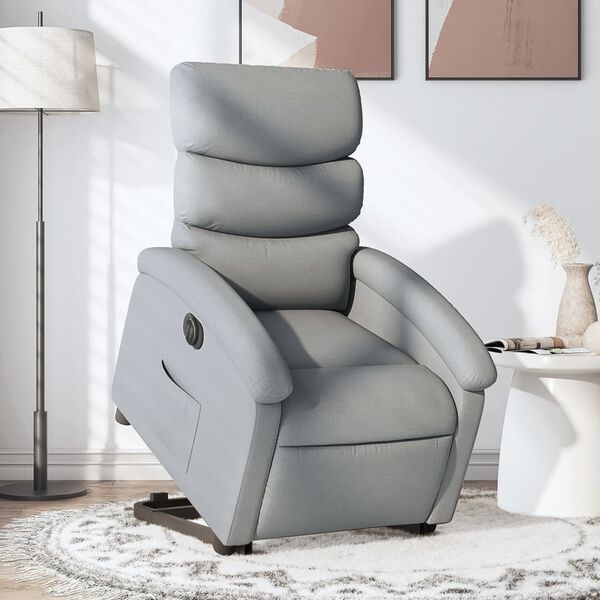 vidaXL Fauteuil inclinable &eacute;lectrique gris clair tissu