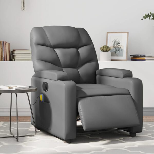 vidaXL Fauteuil de massage inclinable &eacute;lectrique gris similicuir