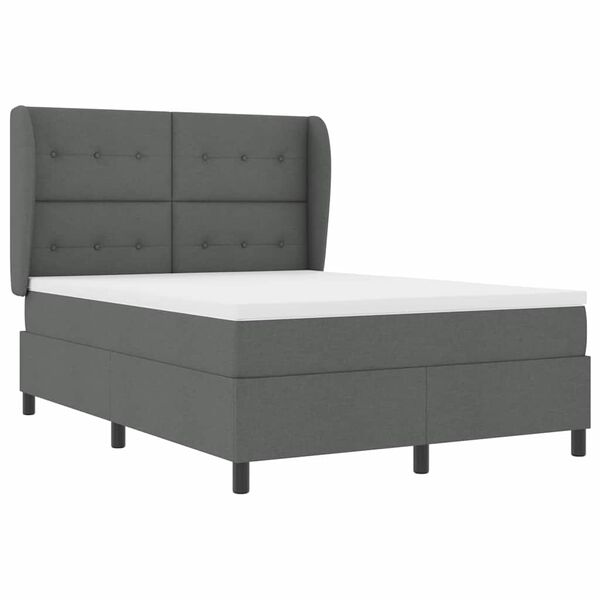 vidaXL Lit &agrave; ressorts avec matelas Gris fonc&eacute; 140 x 200 cm tissu