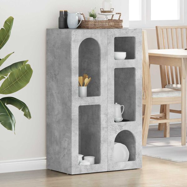 vidaXL Buffet Gris b&eacute;ton 59 x 35 x 100,5 cm Bois d'ing&eacute;nierie