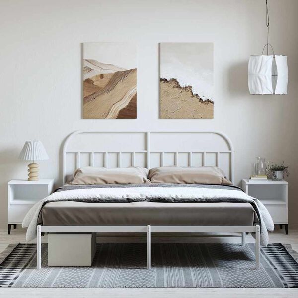 vidaXL Cadre de lit m&eacute;tal sans matelas et t&ecirc;te de lit blanc 183x213 cm
