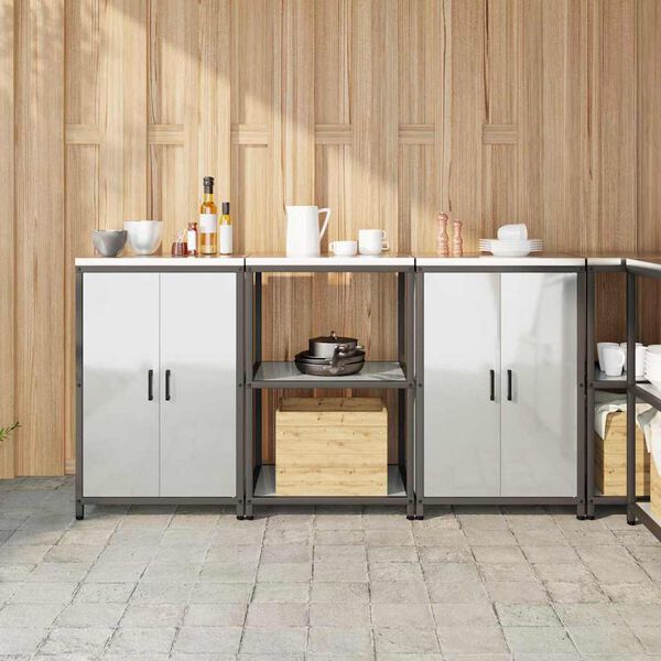 vidaXL Ensemble de rangement cuisine 3 pcs Argent&eacute; Acier galvanis&eacute;