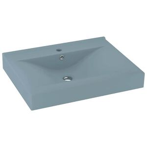 vidaXL Lavabo avec trou de robinet Bleu clair mat 60x46 cm C&eacute;ramique