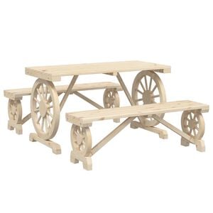 vidaXL Ensemble &agrave; manger de jardin 3 pcs bois de sapin massif