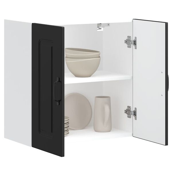 vidaXL Armoire murale de cuisine Kalmar noir bois d'ingénierie